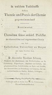 Scherer, Alexander NicolausIn welchem Verhaeltnisse stehen Theorie und Praxis der Chemie gegeneinander? (Rede bei UEbernahme