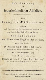 von Juengling, NicolausUeber die Mischung der feuerbestaendigen Alkalien: eine Inaugural-Dissertation , unter A. N. Scherer'