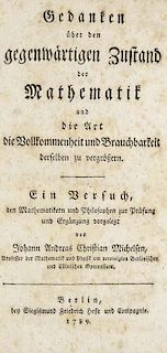 Michelsen, Johann Andreas ChristianGedanken ueber den gegenwaertigen Zustand der Mathematik und die Art die Vollkommenheit u