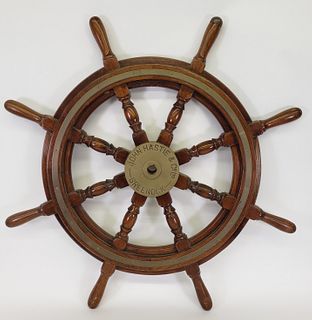 Antique John Hastie Eight-Spoke Captain's Ship Wheel, 19th century