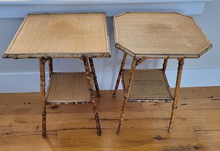 Two Vintage Bamboo Side Tables