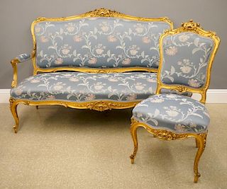 French Gilded settee and chair