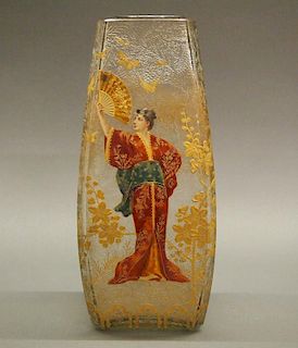 Galle Art Glass enameled vase