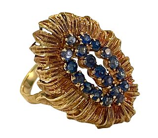 Sunflower Sapphire  Gold Ring