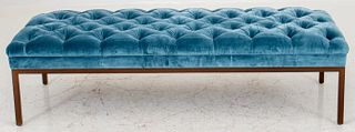 Tufted Velvet-Upholstered Rectangular Bench