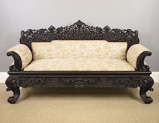 Chinese Carved Settee