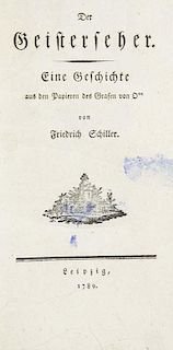 Schiller, FriedrichDer Geisterseher. Aus den Memoiren des Grafen von O**. Leipzig, 1789. 2 Bl., 217 S. Pp. d. Zt. (Ruecken e