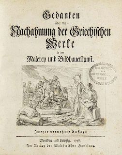 Winckelmann, Johann JoachimGedanken ueber die Nachahmung der Griechischen Werke in der Malerey und Bildhauerkunst. 3 Tle. in