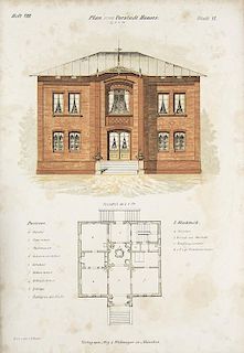 Degen, LouisLes constructions en briques... Mit 48 lith. Taf., dav. 38 mit 1-2 Tonplatten. 8 Lief. in 1 Bd. Paris 1859. Fol.