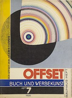 Offset. Buch und Werbekunst. Bauhaus-Heft. Jg. 1926, Heft 7. Mit zahlreichen tls. farb. Tafeln und Abbildungen. Leipzig, 1926