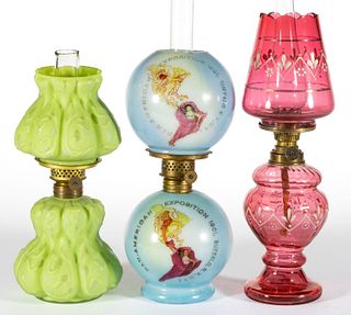 ASSORTED PATTERNED MINIATURE LAMPS, LOT OF THREE