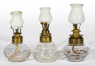 ASSORTED PATTERNED NAME EMBOSSED MINIATURE LAMPS, LOT OF THREE