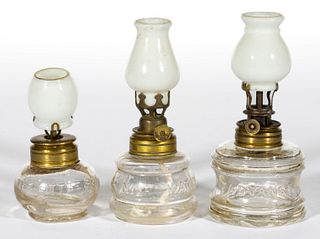ASSORTED PATTERNED NAME EMBOSSED MINIATURE LAMPS, LOT OF THREE