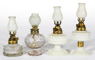 ASSORTED PATTERNED MINIATURE LAMPS, LOT OF FOUR