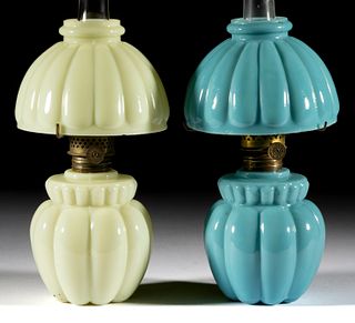EMBOSSED MELON RIB MINIATURE LAMPS, LOT OF TWO