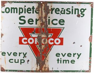 Complete Greasing Service Conoco Sign  c. 1950's