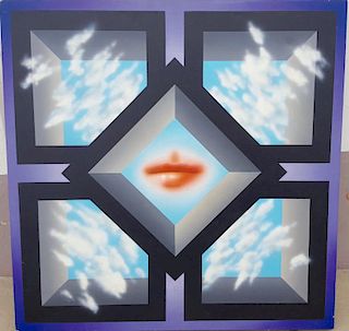 Pop OpArt Modern 1970's Lips painting