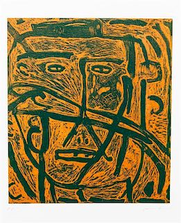 James Brown, (American, b. 1951), Untitled (Faces) (a suite of five works)