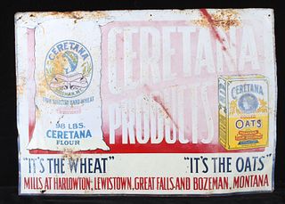 Original Ceretana Products Embossed Metal Sign