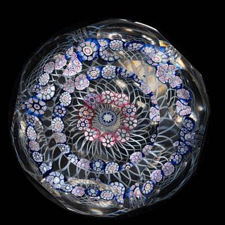 ANTIQUE NEW ENGLAND CONCENTRIC MILLEFIORI ART GLASS PAPERWEIGHT