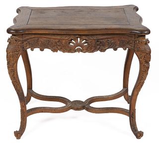 FRENCH LOUIS XV CARVED FRUITWOOD CENTER TABLE