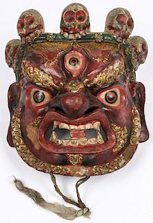 Tibetan Dharmapala Red Dance Mask