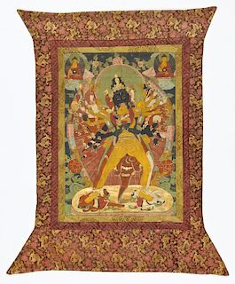 19th C. Tibetan Thangka of Chakrasamvara and Vajravarahi