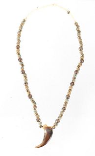 Black Bear Claw, Brass & Sand Bead Necklace