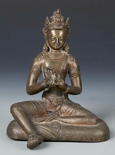 Old Chinese Bronze Seated Buddha