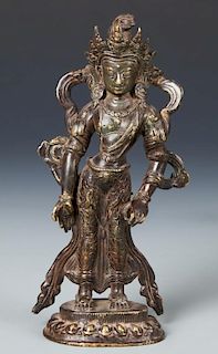 Old Chinese Bronze Standing Buddha