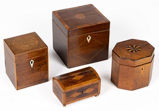 GEORGIAN / REGENCY INLAID BOXES, LOT OF FOUR