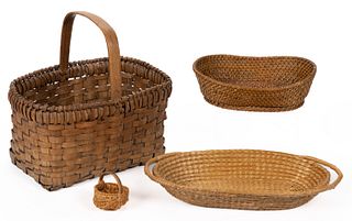 ASSORTED AMERICAN, LIKELY SOUTHERN, BASKETS, LOT OF FOUR