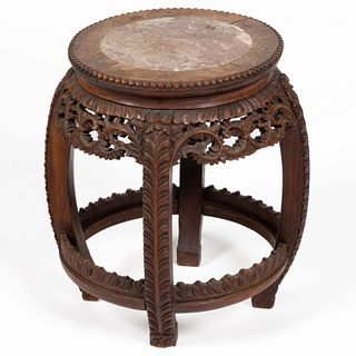 CHINESE CARVED HARDWOOD FERN / PLANT STAND 