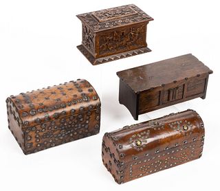 ASSORTED DECORATED MINIATURE BOXES, LOT OF FOUR