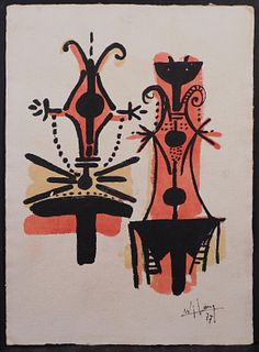 Wifredo Lam, attributed/manner of: Abstract Figures