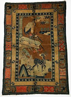 Antique Mongolian Pictorial Rug:   4'1'' x 6'5'' (124 x 196 cm)