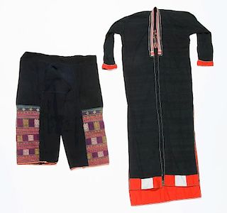 2 Old Dao People Embroidered Garments, Vietnam