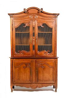 A French Provincial Stepback Cupboard, Height 92 x width 53 x depth 18 inches