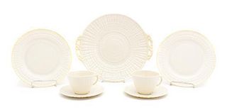 A Collection of Belleek Serving Articles, Diameter of largest (with handles) 11 1/4 inches.