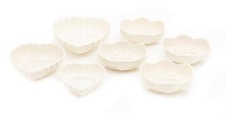A Collection of Belleek Serving Articles, Height of largest 2 x width 6 3/8 x length 6 1/2 inches