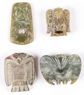 4 Chinese Archaic Jade/Hardstone Pendants