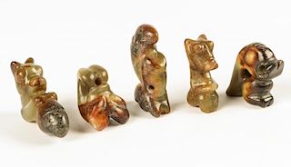 5 Chinese Archaic Jade/Hardstone Figural Toggles