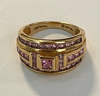 14K Yellow Gold Ring with Pink GemStones