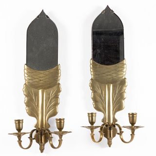 PAIR OF BRASS WALL SCONCES 