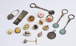 Miscellaneous Group of Pins, Keychains, Charms and a Money Clip