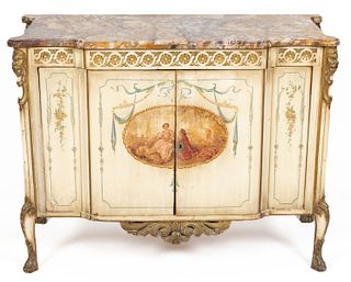 FRENCH PROVINCIAL-STYLE PAINTED MARBLE-TOP DRESSER