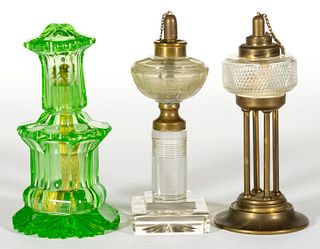 ASSORTED CUT-GLASS CIGAR / MINIATURE LAMPS, LOT OF THREE