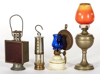 ASSORTED METAL DIMINUTIVE MINIATURE LAMPS, LOT OF FOUR