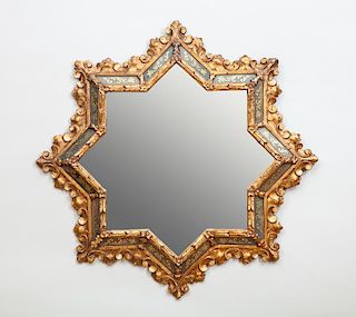 Spanish Colonial Style Giltwood and Verre Églomisé Mirror