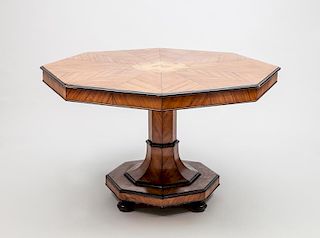 Biedermeier Style Painted Tulipwood and Ebonized Center Table